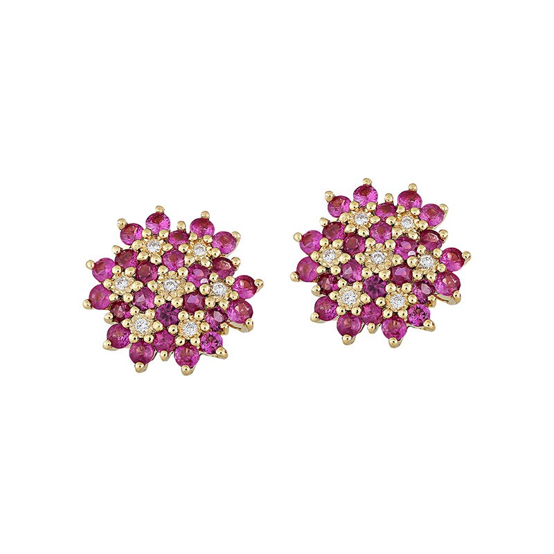 Cercei Deruvo Aur 18k Diamante, Rubine E24588R-Y