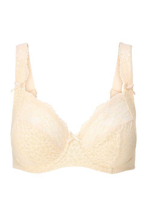 LingaDore, Sutien cu acoperire completa si garnituri din dantela, Alb fildes