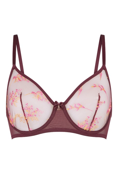 LingaDore, Sutien cu cupe triunghiulare si dantela, Visiniu