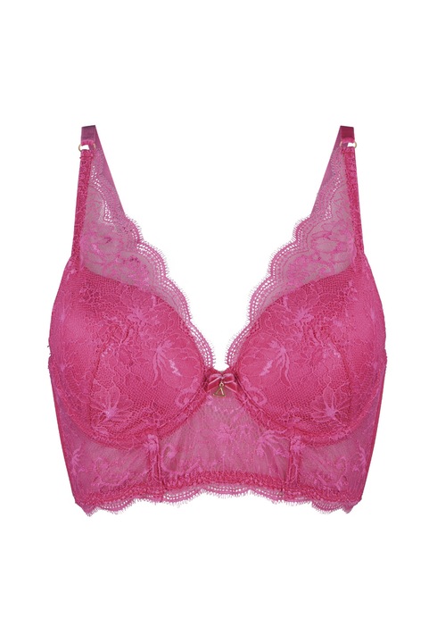 LingaDore, Sutien din dantela cu cupe triunghiulare si burete, Roz