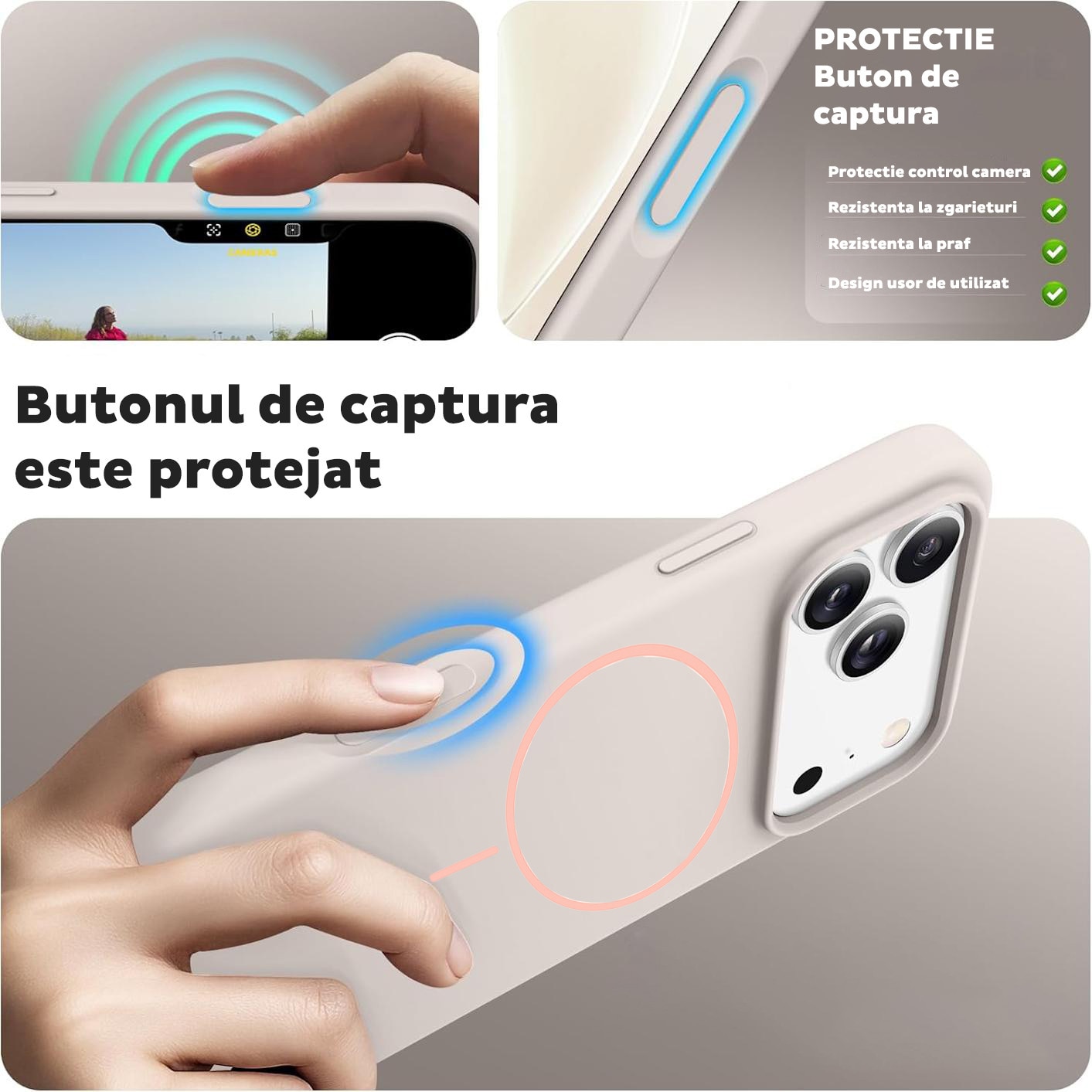 Husa pentru Apple iPhone 17 Pro Max DaDen® MagThin, Magsafe integrat, Incarcare wireless, Buton Camera control, Calitate superioara, SoftTouch, TPU, Interior din microfibra, Roz