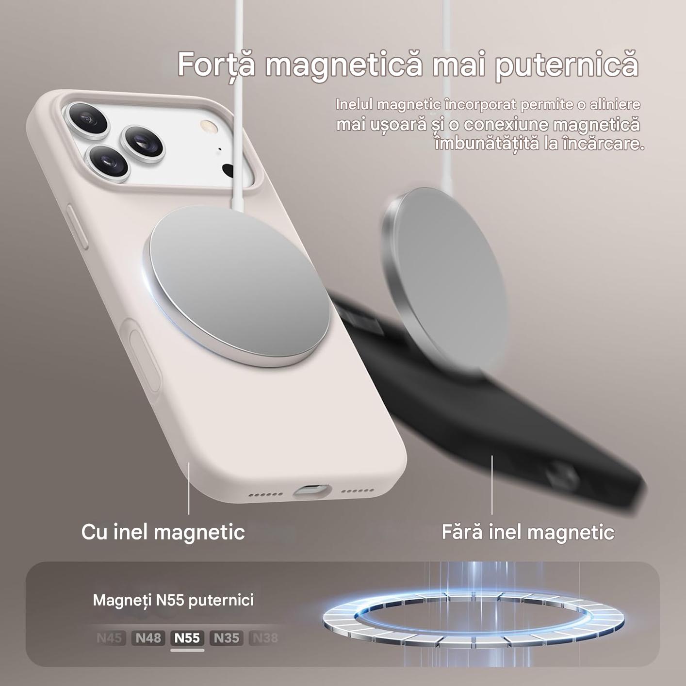 Husa pentru Apple iPhone 17 Pro Max DaDen® MagThin, Magsafe integrat, Incarcare wireless, Buton Camera control, Calitate superioara, SoftTouch, TPU, Interior din microfibra, Roz