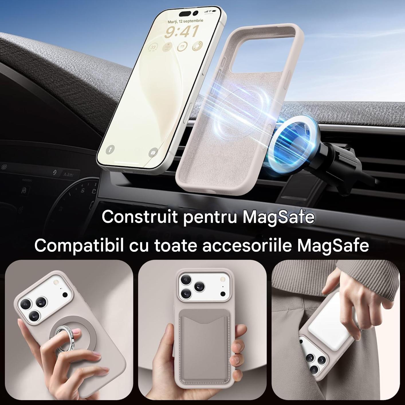 Husa pentru Apple iPhone 17 Pro Max DaDen® MagThin, Magsafe integrat, Incarcare wireless, Buton Camera control, Calitate superioara, SoftTouch, TPU, Interior din microfibra, Roz