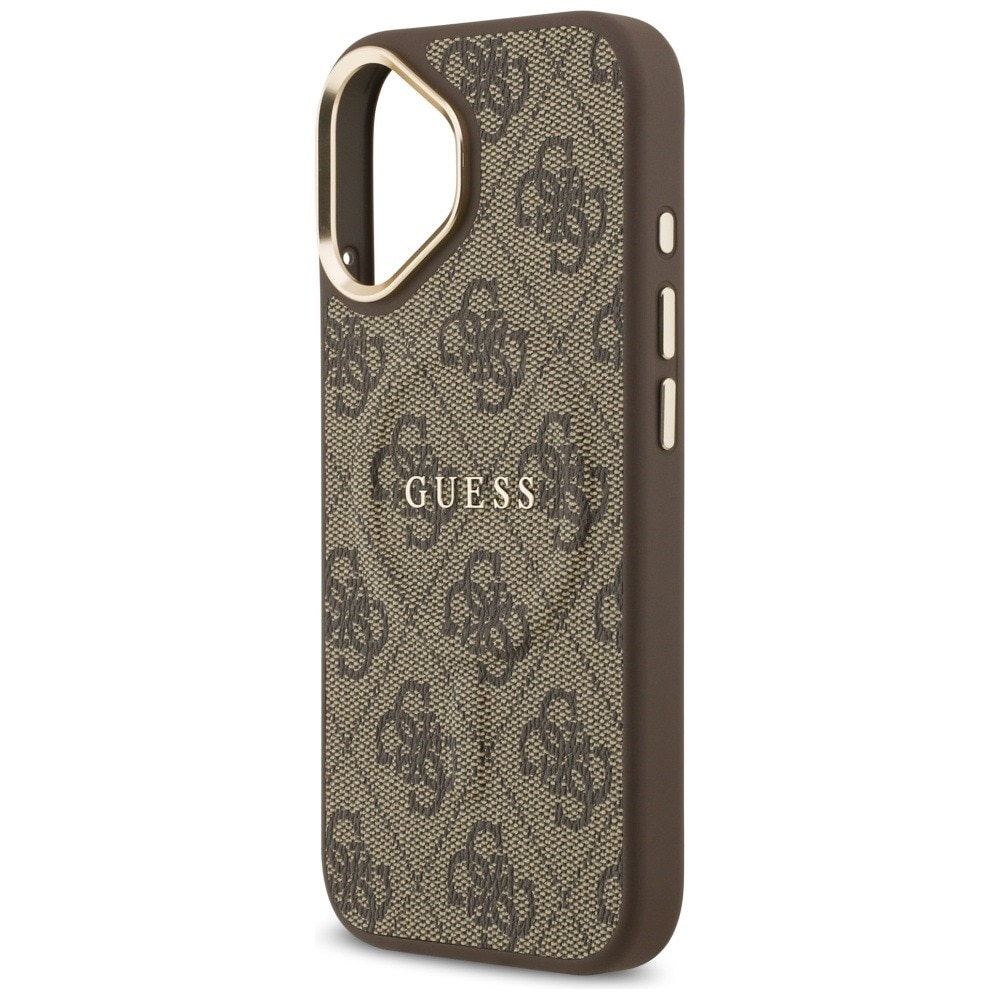 Husa pentru Apple iPhone 17, Guess, Hardcase 4G Classic MagSafe, Incarcare wireless, Maro