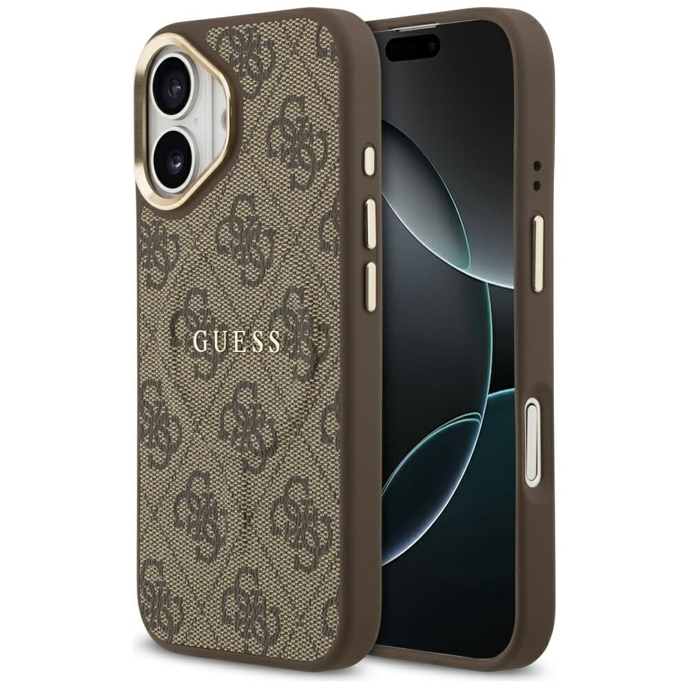 Husa pentru Apple iPhone 17, Guess, Hardcase 4G Classic MagSafe, Incarcare wireless, Maro