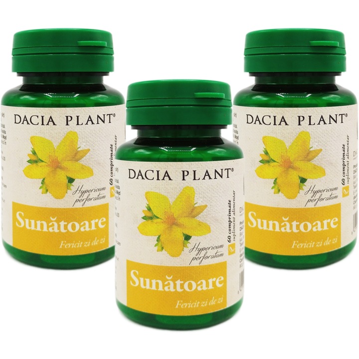Pachet Sunatoare (Hypericum perforatum) "echilibru emotional, sprijin digestiv si ficat sanatos", 3x60cp, Laboratoarele Dacia Plant