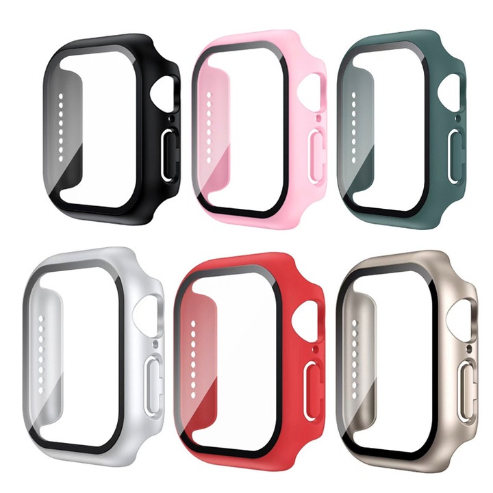 Пакет от 6 калъфа със защита за екран от закалено стъкло за Apple Watch Ultra 3 / Ultra 2 / Ultra 49mm, пълен защитен калъф, устойчив на надраскване за iWatch 49mm, многоцветен