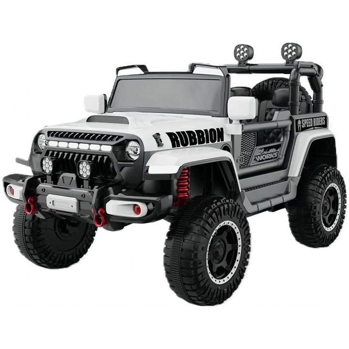Masina Electrica Off-Road pentru Copii, Bluetooth, telecomanda, Alb, 120x63x68cm
