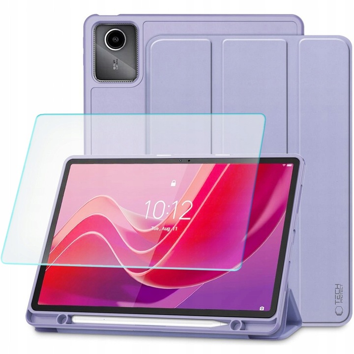 SmartCase Tech-Protect tok készlet Lenovo Tab M11/K11E 11.0 készülékhez, lila, ceruzatartóval és Hofi Glass Pro+ 250x162mm üveggel