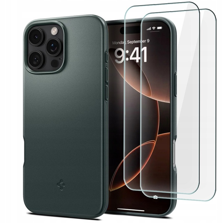 Husa telefon Spigen, MagSafe, pentru iPhone 16 Pro Max, 1.55mm, 2x sticla Hofi Pro transparenta