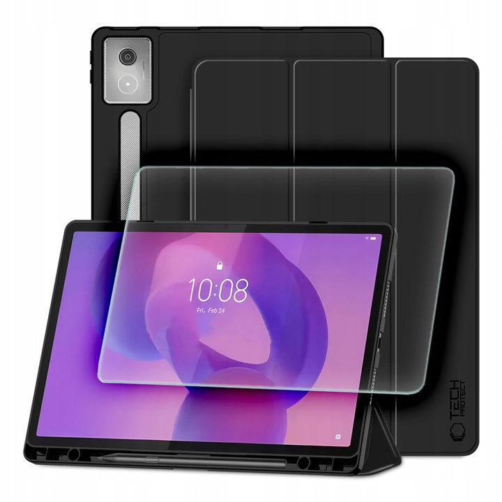 SmartCase калъф за Lenovo Idea Tab Pro 12.7 TB-373, с поставка за ръка, черен + стъкло Hofi Glass Pro+ 288x185mm
