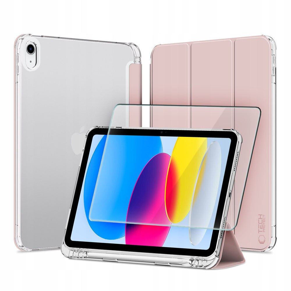 Husa tableta, TECH-PROTECT, pentru iPad 10.9" 2022 / 11" 2025, roz + Sticla Hofi Glass Pro+
