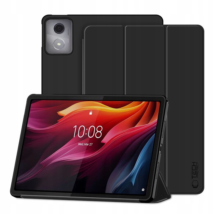 Husa tablete Tech-Protect pentru Lenovo Tab K11 Plus TB-352 11.5, neagra, set cu sticla Hofi Glass Pro+ 2-pack