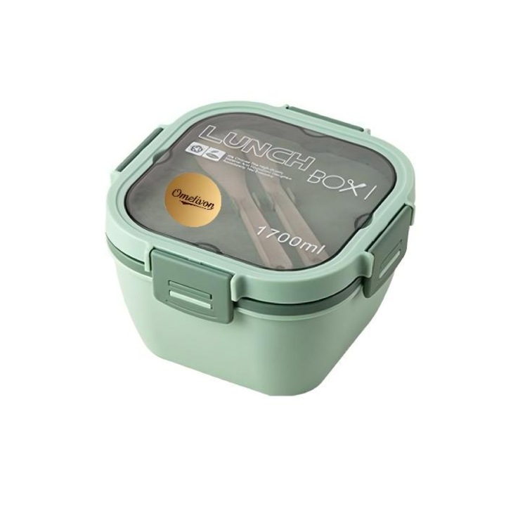 Cutie Alimentara Pranz, Omelivon®, 1.5L, Recipient sos, verde-gri