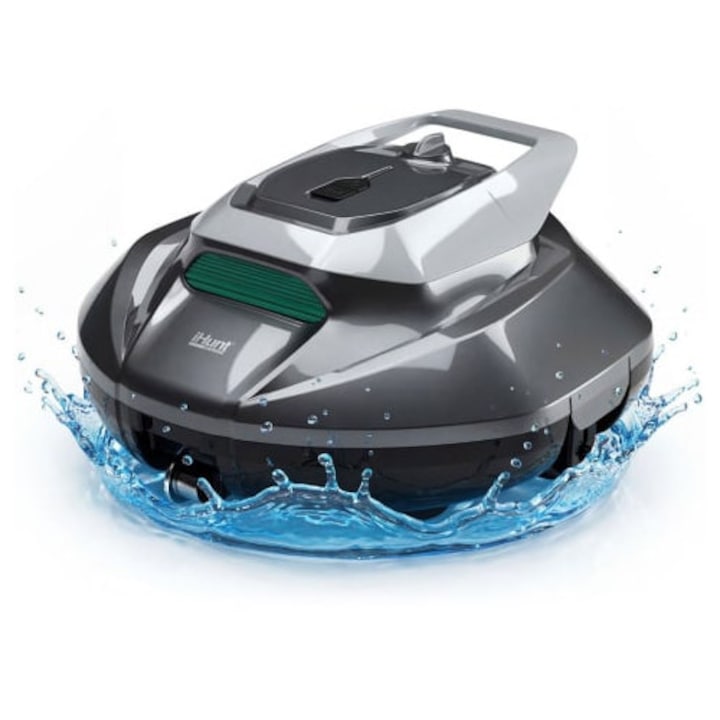 Robot autonom de curatat piscina fara fir iHunt BRO Robo Pool Cleaner P5, Recipient 2.5l, 23W, Suprafata acoperita 150m, Filtrare 200μm, Acumulator 5200mAh, Viteza 16m/min, Parcare automata, Telecomanda, IPX8