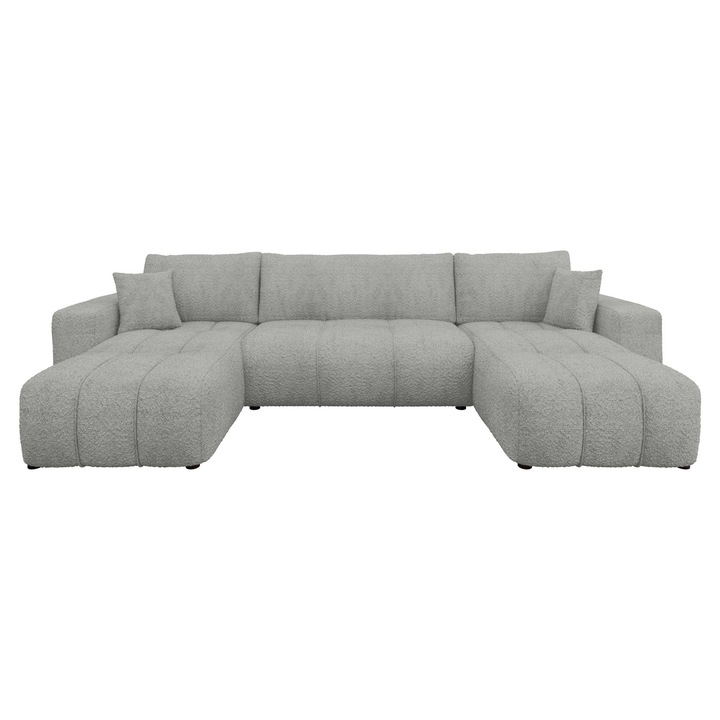 Coltar cu functie de dormit Larow U Boucle, MIRJAN 24, gri deschis, 145x312x82 cm