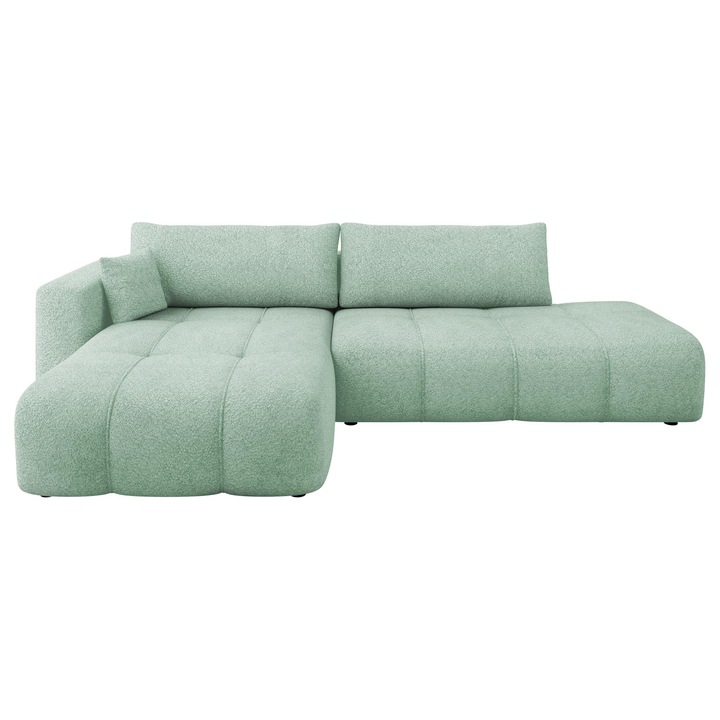 Coltar cu functie de dormit Larow O Boucle stanga, MIRJAN 24, menta, 145x262x82 cm