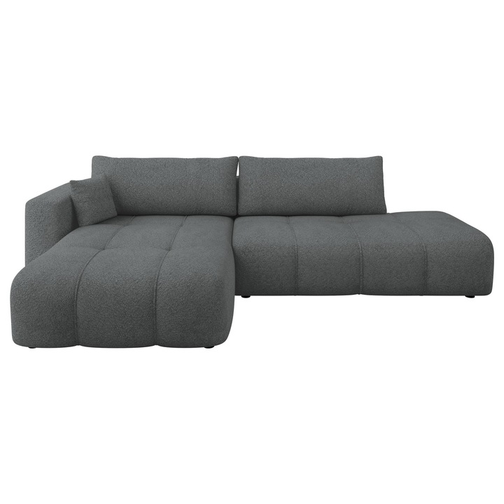 Coltar cu functie de dormit Larow O Boucle stanga, MIRJAN 24, gri inchis, 145x262x82 cm