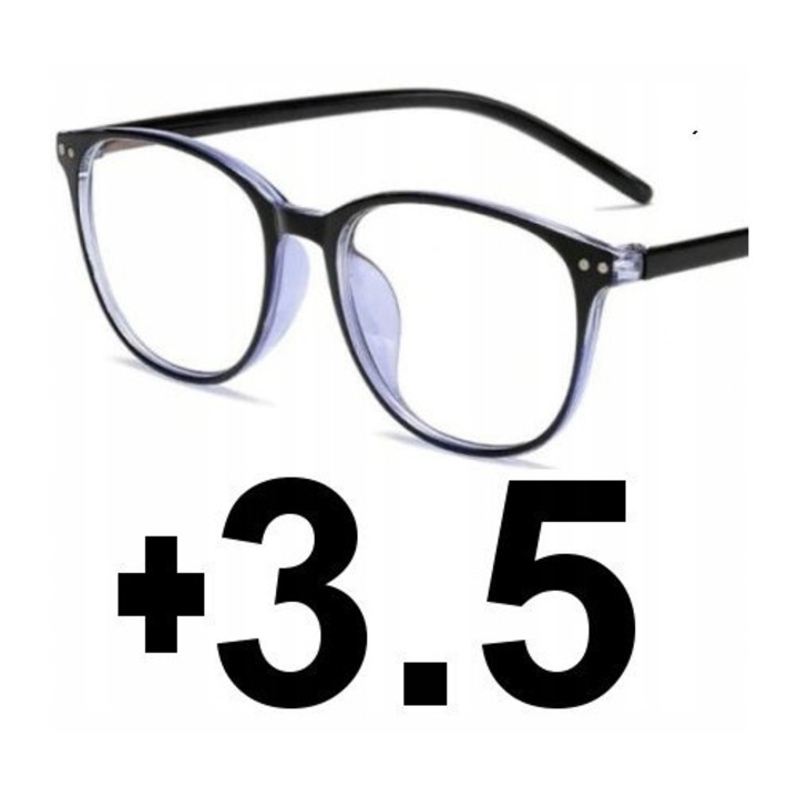 Ochelari multifocali progresivi, plastic, +3.50, negru-albastru, pentru femei