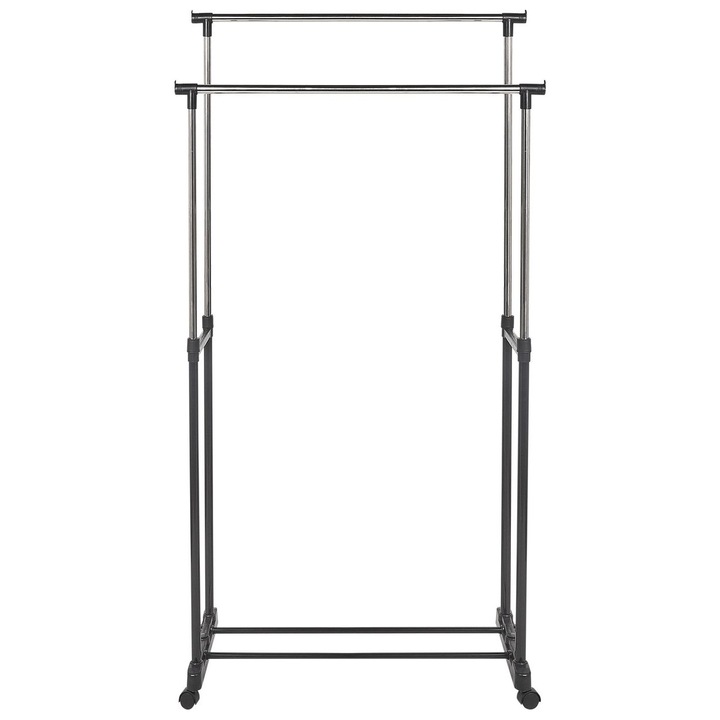 Cuier Beliani, negru, metalic, cu roti, 75x42x160cm