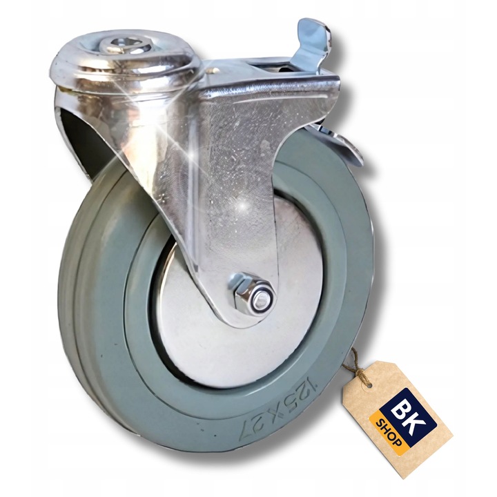 Set 4 De Roti, BKShop, Diametru Roata 120 mm, Capacitate Maxima 80 kg, Material Roata Cauciuc, Tip Mobil Cu Frana, 120 mm