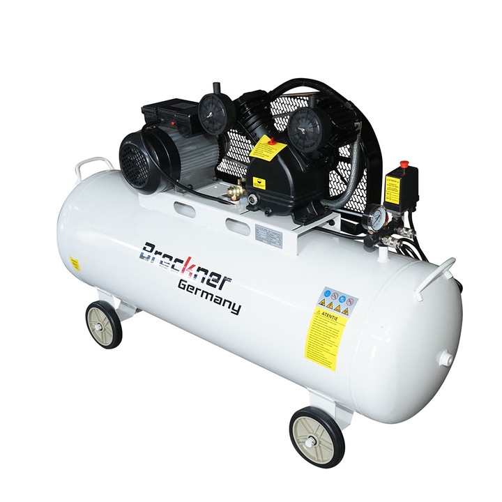 Compresor aer pe curea 200L, motor 2 cilindri in V 2.2KW/3CP, presiune maxima 8 bar, volum aer aspirat 325 L/min Breckner Germany