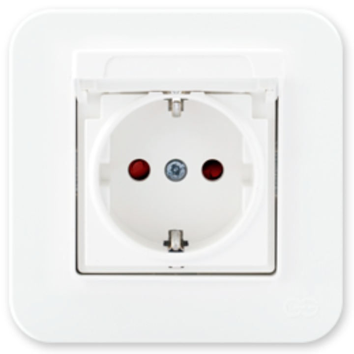 Priza cu CP prorectie copil cu capac 16A Radius Ivory