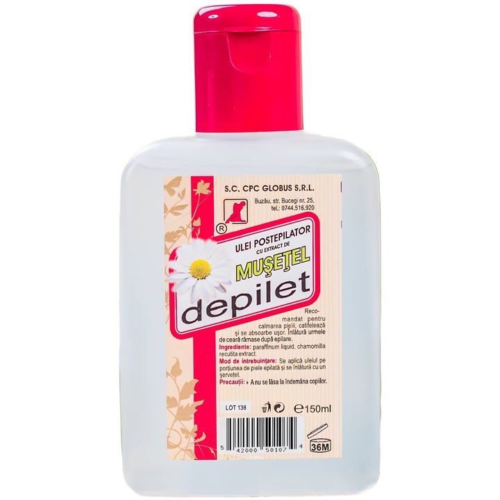 Ulei calmant dupa epilare cu musetel, pentru piele catifelata fara roseata, 150ml, Depilet Globus