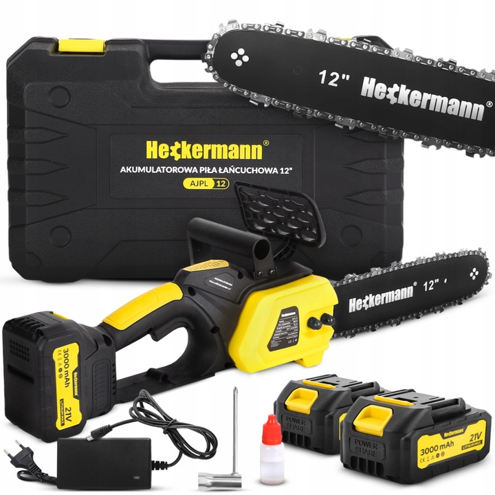 Heckermann láncfűrész, AJPL12, 800W, 30cm, 2x 3000mAh