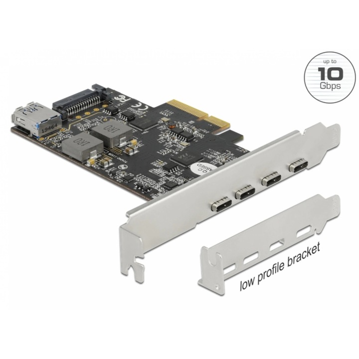 PCI Express cu 4 x USB 3.2 Gen 2-C + 1 x USB-A LPFF, Delock 90059