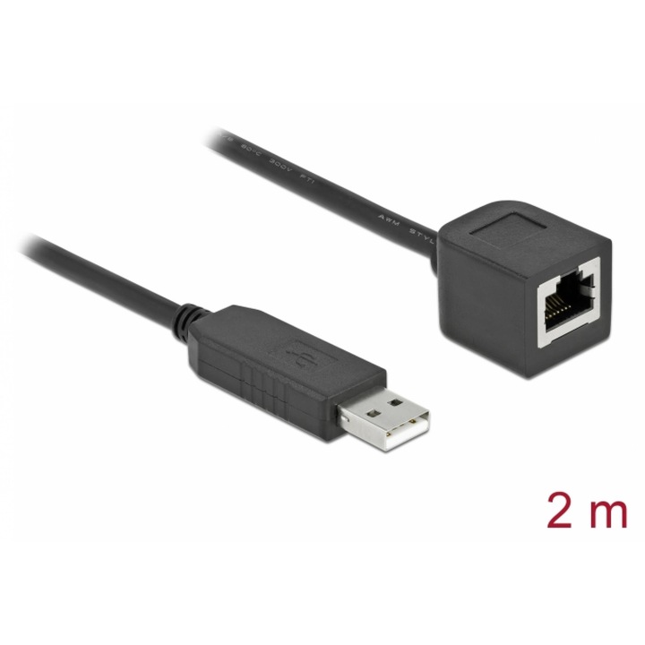Cablu USB la serial RS-232 RJ45 (pentru router Cisco) T-M 2m, Delock 64165