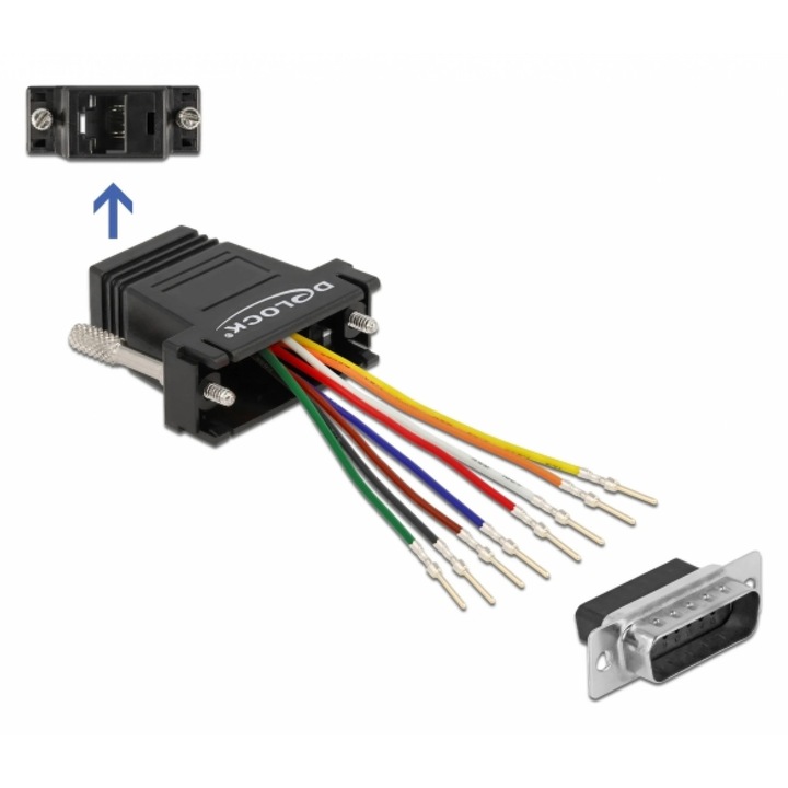 Adaptor D-Sub 15 pini la RJ45 T-M Negru, Delock 66647