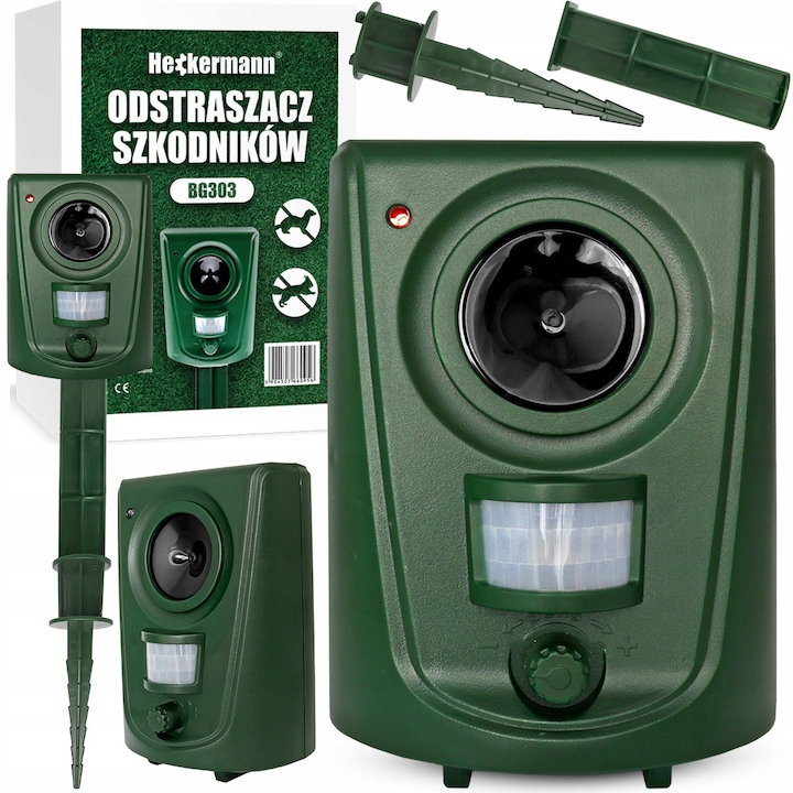 Odstragator soareci Heckermann BG303 verde 11x6.8x45cm baterie solar