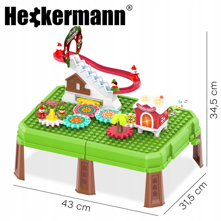 Set educativ interactiv Heckermann, masa verde 43x31,5x34,5cm, cu elemente mobile