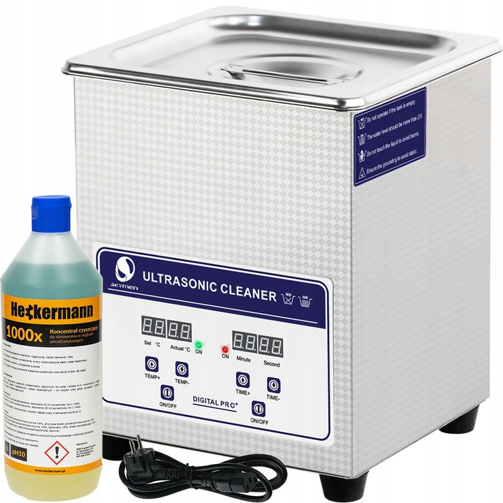 Masina de curatat cu ultrasunete Heckermann 2L, 160W, cu cos, 17,5x16x21cm, inox