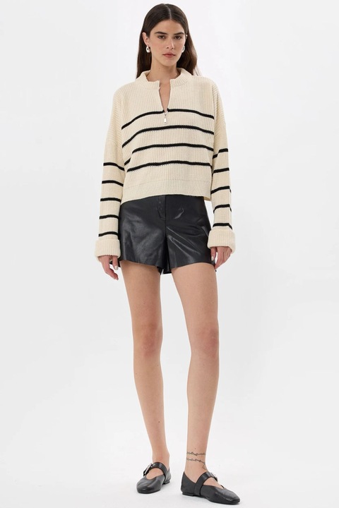 Pulover dama, HiCCUP, tricotat cu alb, tricot, Alb