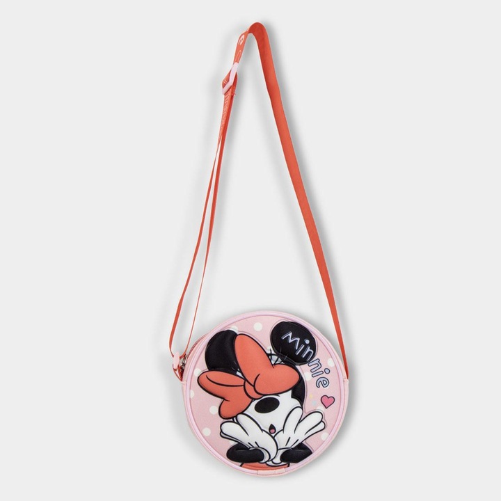 Geanta umar rotunda 3D Minnie Mouse Disney 13x13x4 cm Roz