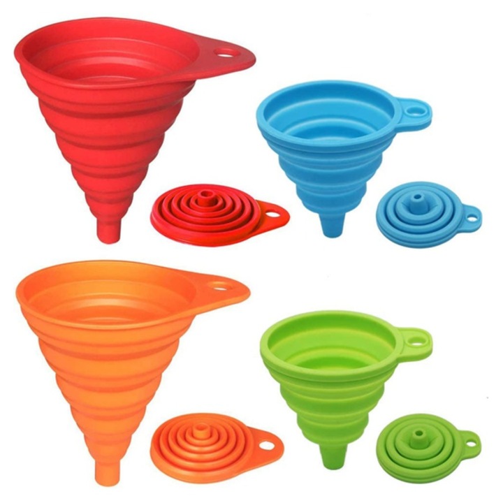 Set 4 pâlnii pliabile Ronyes silicon multicolor 11x10.5cm