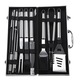 Set 10 ustensile pentru gratar Macvi® din otel inoxidabil premium, geanta transport aluminiu captusita, accesorii pentru un gratar reusit