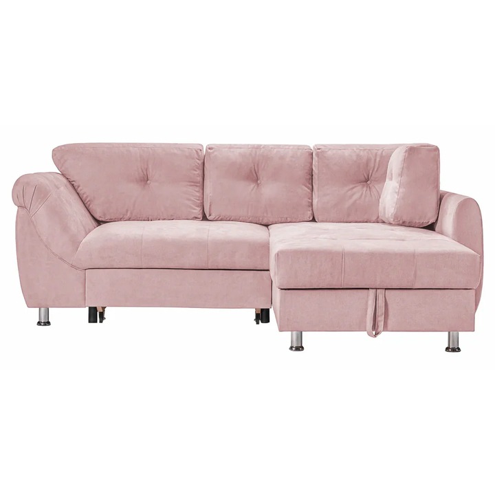 Coltar Extensibil MERLIN, Dreapta, cu lada depozitare, 230 x 190 x 93 cm, Roz Flamingo - Enjoy