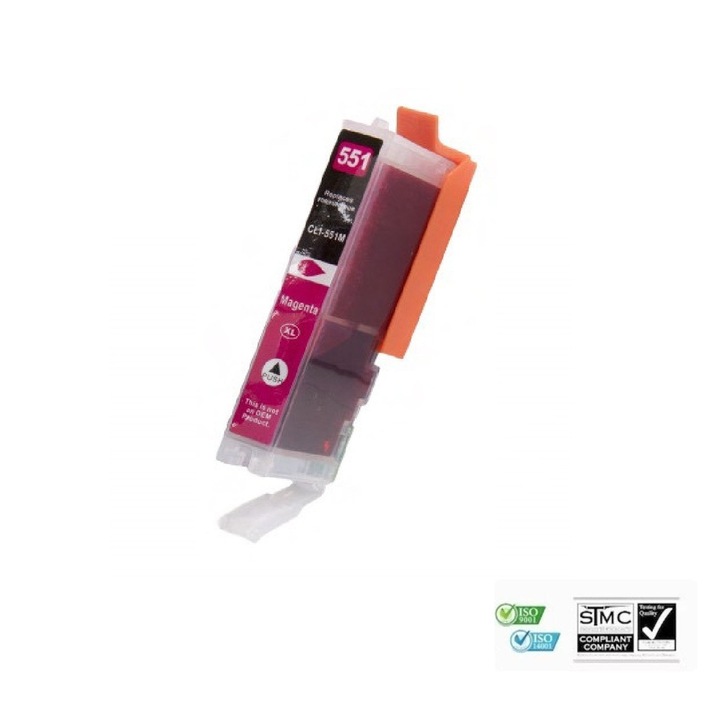 Kompatibilis tintapatron CLI-551XL CLI551XL, magenta, 13 ml, CANON Pixma iP7200, Pixma iP7240, Pixma iP7250, Pixma iP8700, Pixma iP8750, Pixma iX6850, Pixma MG5450, Pixma MG5450S, Pixma MG5550, Pixma MG5600, Pixma MG5650, Pixma MG6340