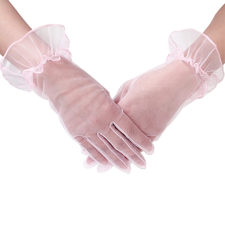 Manusi dama, RDWESZOD, set 1 pereche, lungime 23cm, roz