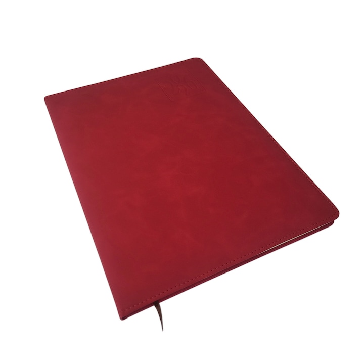 Agenda manager A4, hartie Ivory, coperta piele ecologica rosie DROM 2026
