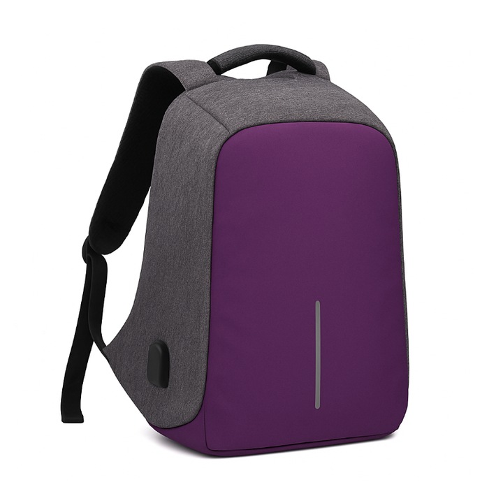 Rucsac Laptop HOZRO, Cu Port USB, Poliester Rezistent, Compartiment Laptop, Calatorie, Scoala sau Birou, Mov