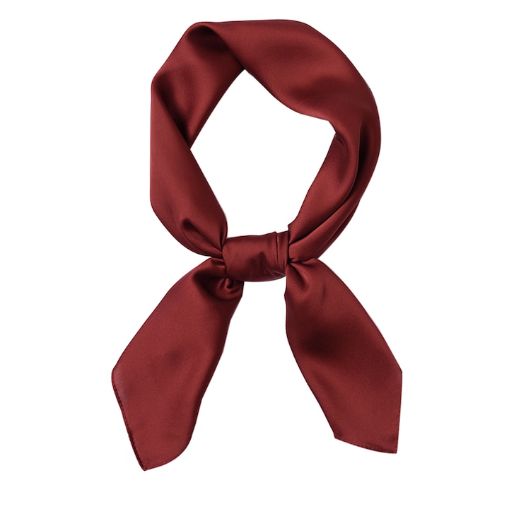 Esarfa patrata RDWESZOD, satin, rosu vin, 70x70cm