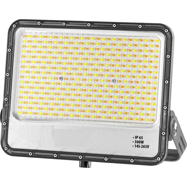 Proiector led, 300 W, IP65, 39000 lm, lumina rece 6400K, Tensiune alimentare 100-265 V AC, Gri, Rama subtire