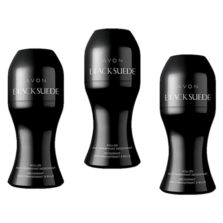 Set 3 x Deodorant roll-on Black Suede, Avon, 50 ml