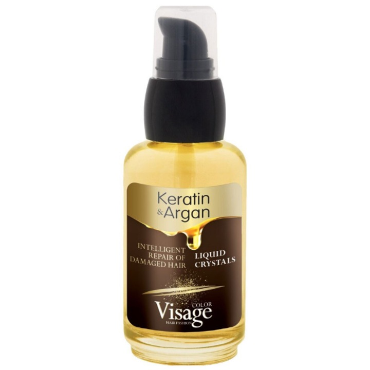 Ser pentru păr Visage Cristale lichide Keratin Argan 50ml, protejează și oferă strălucire, pentru păr normal