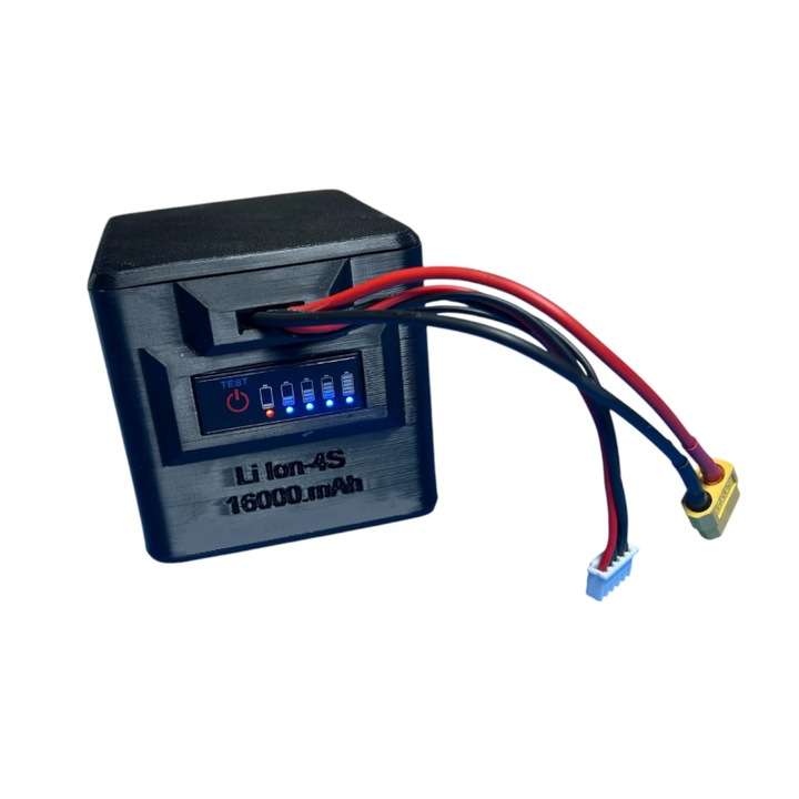 Acumulator Li-Ion 4S 14.8V/ 16000 pentru navomodel de nadit, cu indicator de incarcare