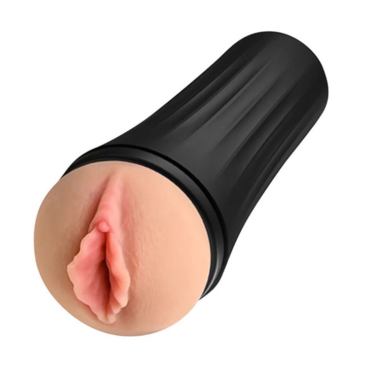 Мастурбатор реалистична вагина 3D, водоустойчив, ергономичен дизайн, черен